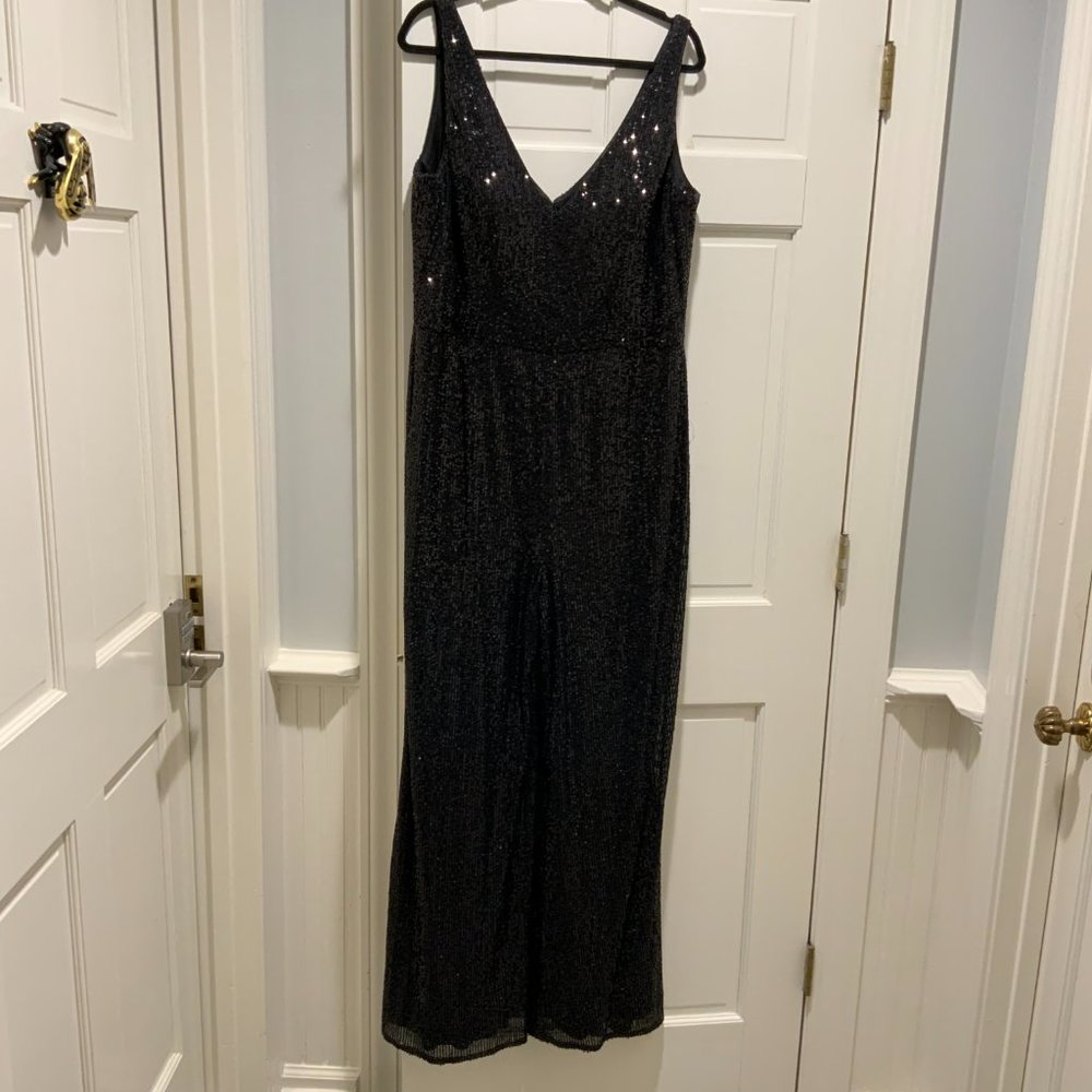 Plus Sized Black Sequin Jumpsuit - image 4